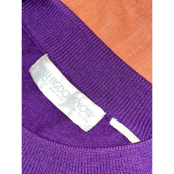 Vintage 80s Bergdorf Goodman Italy Women’s Merino Wool Sweater Purple Size M - Picture 3 of 6